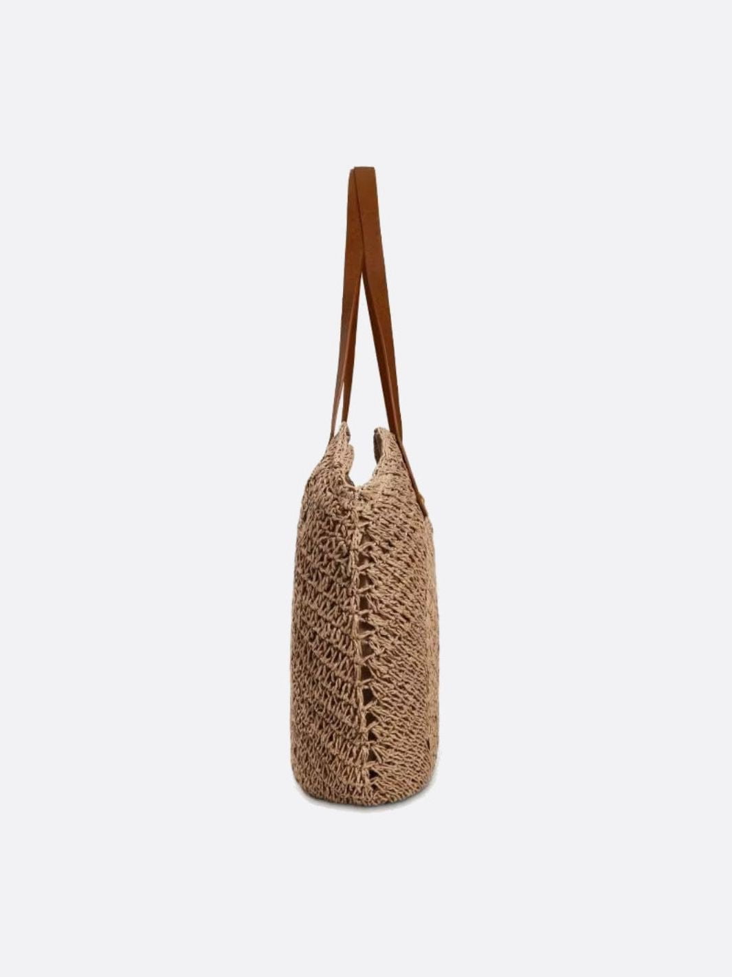 Woven straw beach bag