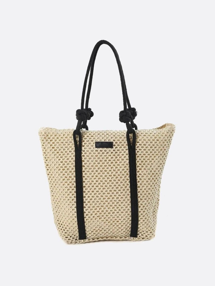 sac épaule paille blanc ivoire