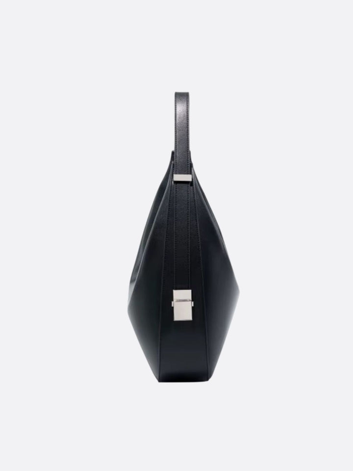 Large half-moon leather bag