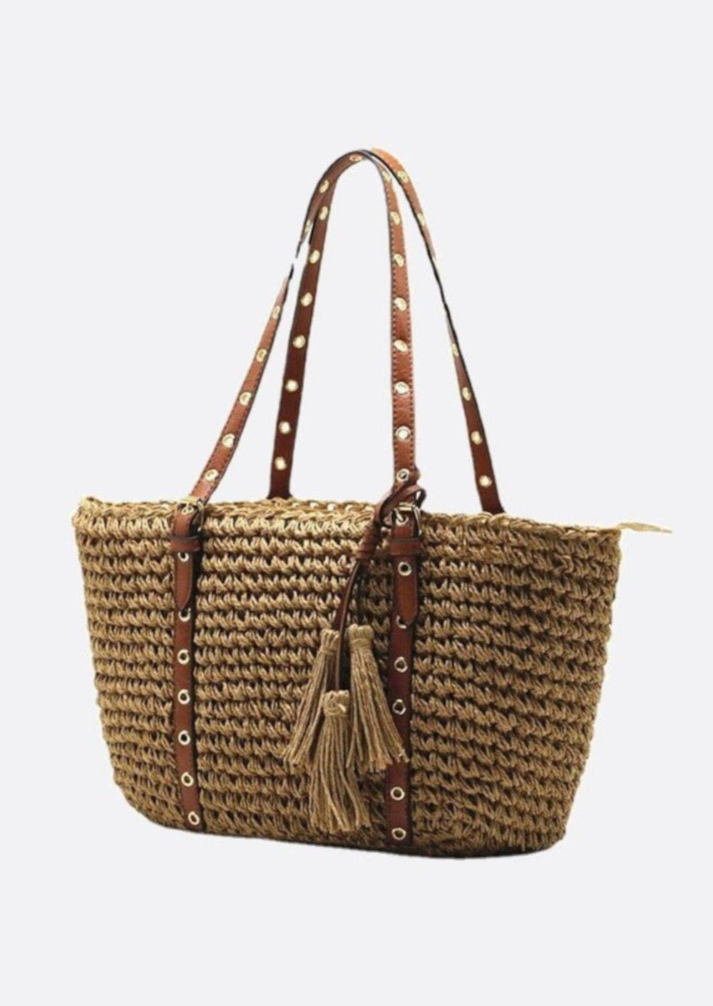 Panier cabas paille et cuir