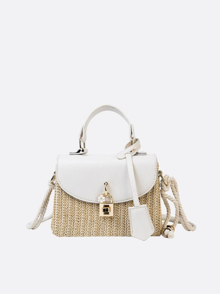 Sac à main paille et cuir blanc