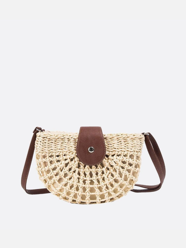 sac paille demi lune beige