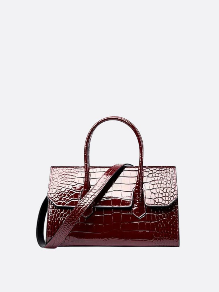 Sac cuir bordeaux effet croco