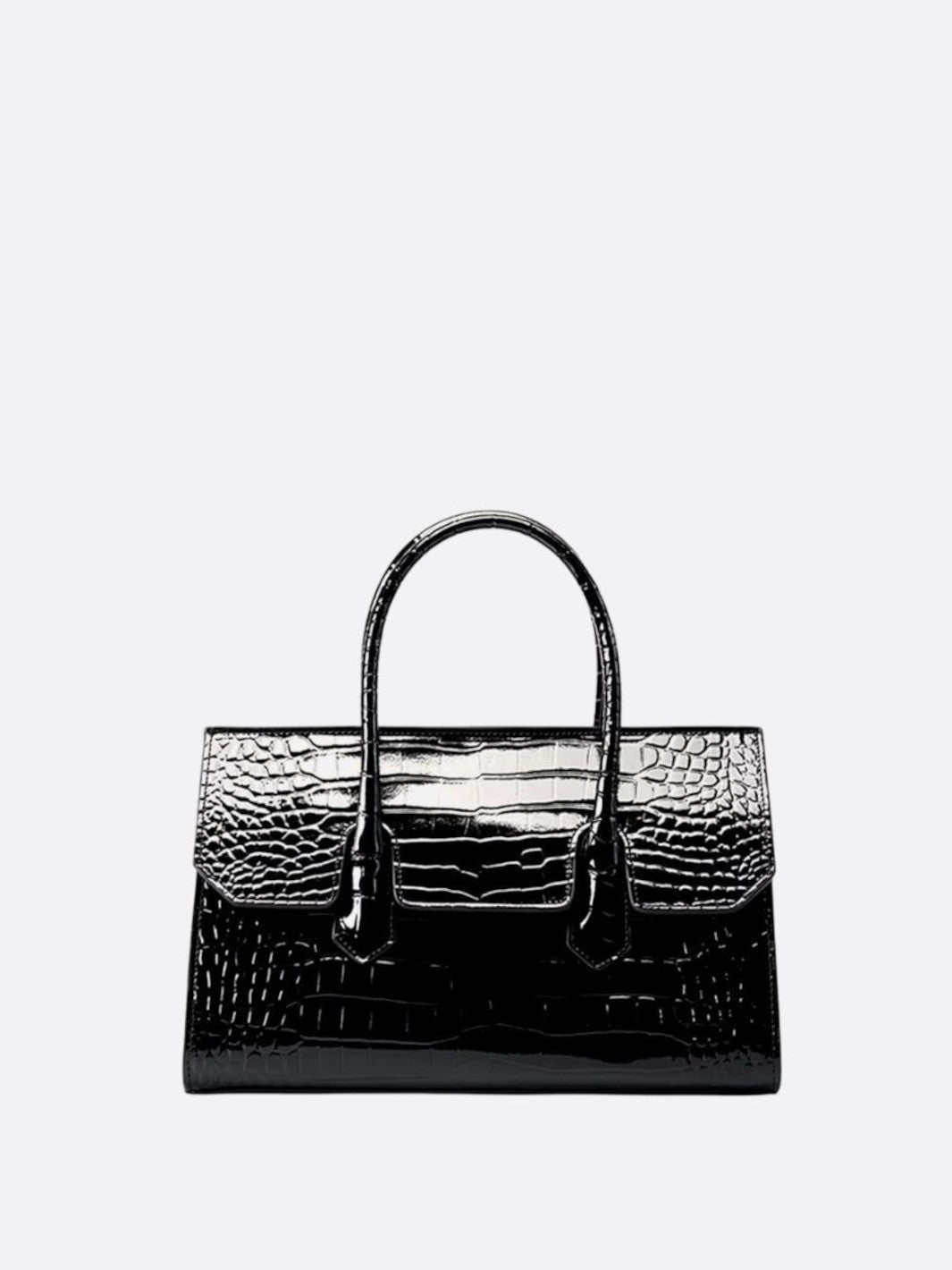 Sac cuir noir effet croco