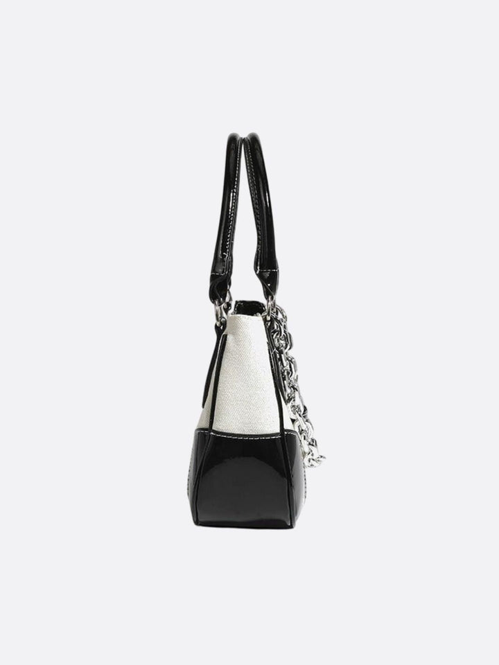 Canvas and leather shoulder bag