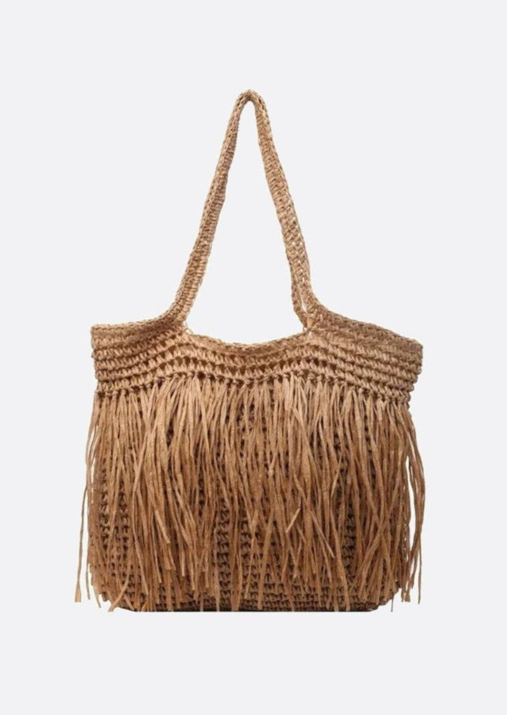 Sac marron franges raphia