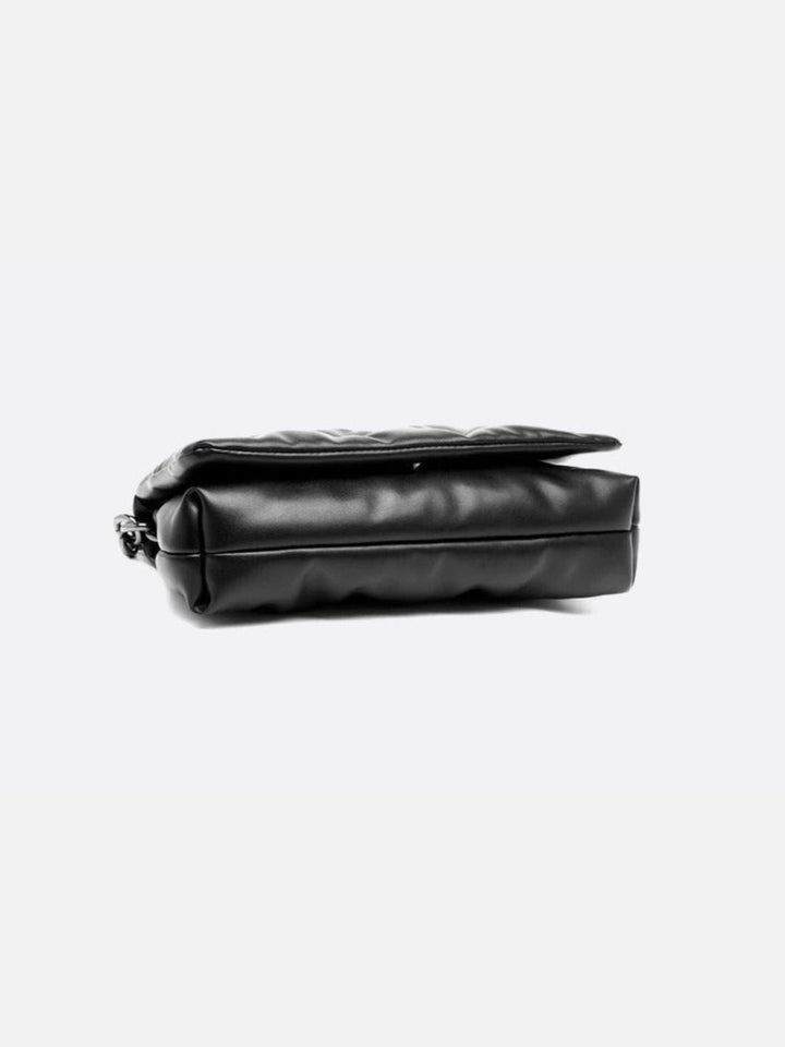 Black quilted bag with chain shoulder strap