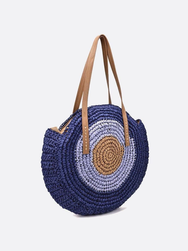 Sac paille coloré bleu