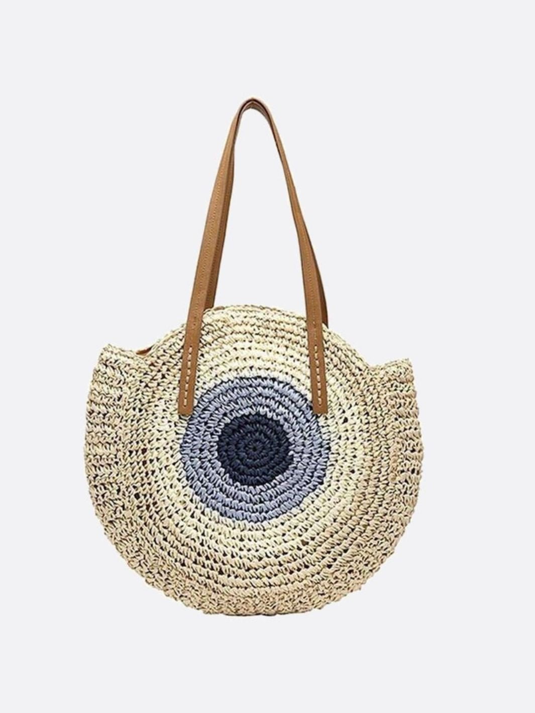 Sac paille coloré beige