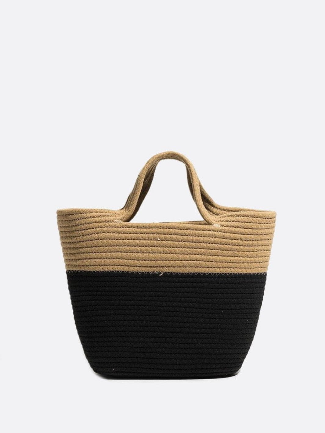 sac panier noir et beige