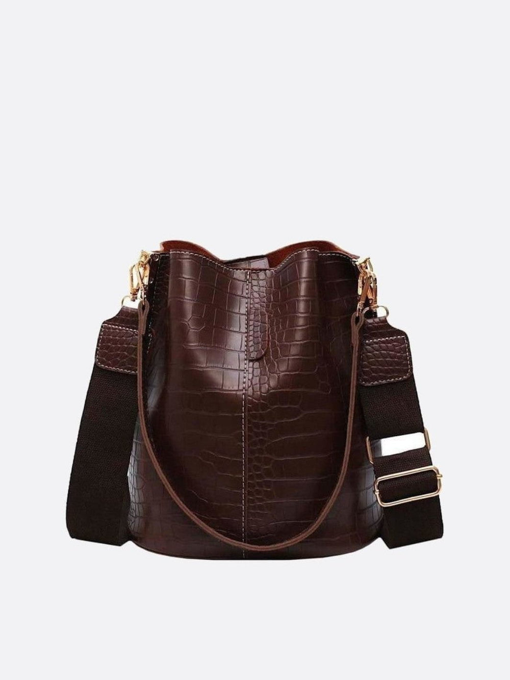 Sac seau croco marron